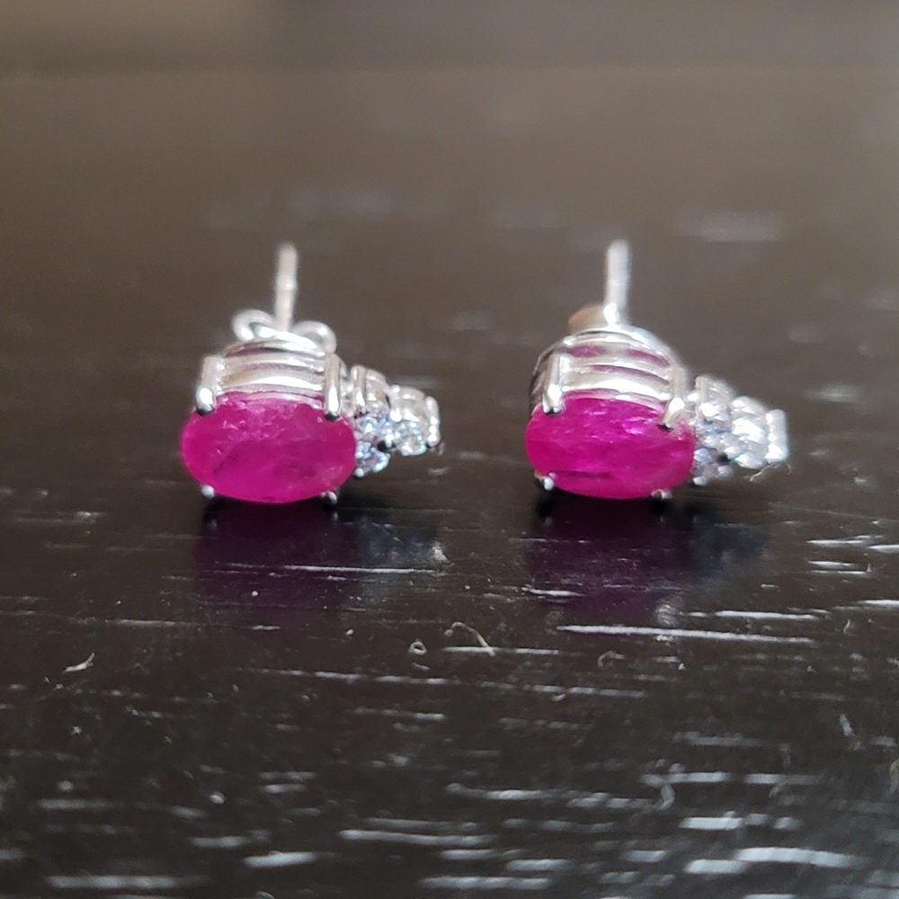 Ruby Silver Earrings - image 2